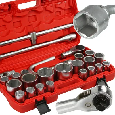 Produktbild von Profi 26-TLG 3/4" 1" Zoll 21-65mm Stecknüsse Ratschenkasten Steckschlüsselsatz