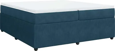 Imagen del producto de Cama con somier y colchón vidaXL, color azul oscuro, 200x200 cm, tapizada en terciopelo