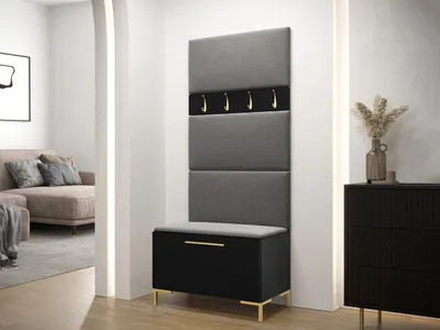 Image de Meuble d'entrée avec panneaux rembourrés ANDORA 3 - noir / gris