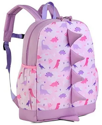Immagine prodotto di Zaino per bambini a forma di dinosauro 3D, rosa, idrorepellente, con cintura pettorale, ideale per l'asilo nido e la scuola materna