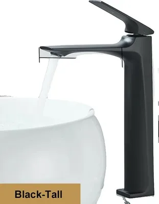 Produktbild von Waschbeckenarmatur, Einhebel, Aufsatzmontage, Schwarz Hoch, Edelstahl-b