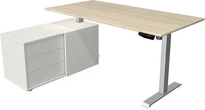 Produktbild von Kerkmann Schreibtisch Sitz- /Stehtisch Move 1 silber mit Sideboard  ahorn