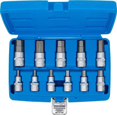 Image de BGS Jeu de douilles à embout Entraînement Carré intérieur 12,5 mm (1/2") Hexagone intérieur 7/32" - 13/16" Dimensions en pouces 11pcs - 5053