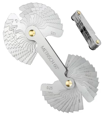 Productafbeelding van TRANKIELO® - 52-blads roestvrijstalen draadmeter set - metrisch 60° en Whitworth 55° - precisie meetgereedschap