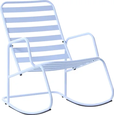 Produktbild von BELIANI Schaukelstuhl für den Garten Hellblau Aluminium Lamellen modernes Design für den Outdoor-Bereich