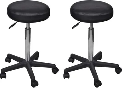 Image de Tabourets de bureau lot de 2 Noir 35,5x84 cm Similicuir