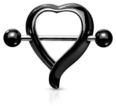 Produktbild von Brustwarzenpiercing „Herz“: Nippelpiercing Schild 316L Schwarz