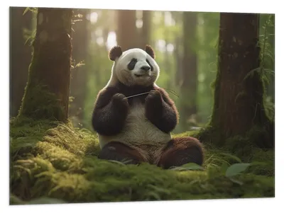 Productafbeelding van Vlag - Panda - Dier - Bos - 100x75 cm Foto op Polyester Vlag