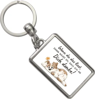 Produktbild von Hund Schlüsselanhänger mit Spruch Denke an dich