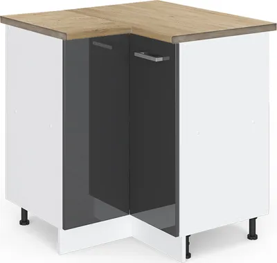 Produktbild von Eckunterschrank Vicco R-Line Anthrazit Hochglanz 75.6 cm , AP Eiche, Model 46267