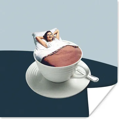 Produktbild von MuchoWow® Poster Frau - Kaffee - Jahrgang 100x100 cm - Babyzimmer