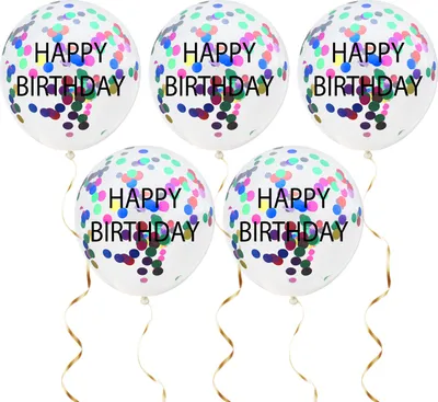 Produktbild von Oblique Unique Konfetti Luftballon Set Happy Birthday für Kinder Geburtstag Party 5 Deko Ballons Geburtstagsdeko bunt