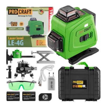 Obrázek produktu pro Laser zelený liniový, křížový samonivelační Procraft LE-4G