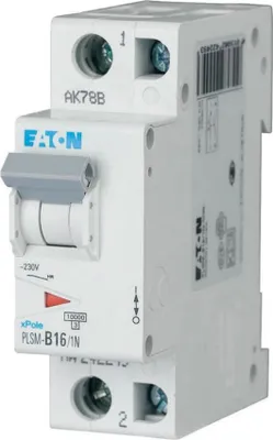 Produktbild von Eaton LS-Schalter 10kA B 16A/1pol+N 1,5TE Eaton PLSM-B16/1N-MW, 1 Stk.