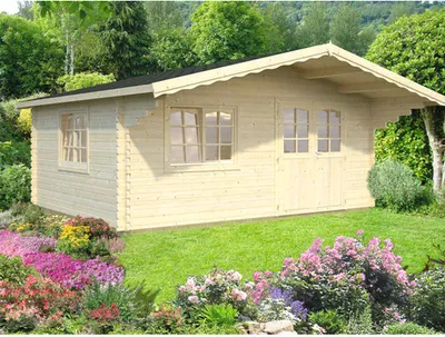 Produktbild von Gartenhaus Palmako Sally 19,1 m² inkl. Fußboden und Vordach 577 x 560 cm tauchgrundiert