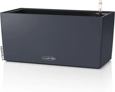 Produktbild von Pflanzentopf Balconera 40 Grau mit intelligentem Bewässerungssystem, Wasserstandsmelder und Pflanzeneinstellhilfe - 40 x 19 x 19 cm