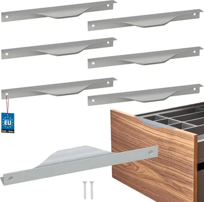Produktbild von KOTARBAU® 6er Set Möbelgriff Möbelgriffe Schrankgriffe 192 / 212 mm ZnAl Küchengriffe Silber Griffe Möbel Türgriff Profilgriff Türgriffe Küche Schubladengriffe Griffe für Küchenschränke Modern