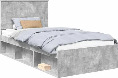 Produktbild von vidaXL Bettrahmen Beton Grau 100 x 200 cm Massives Kiefernholz