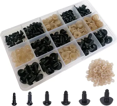 Produktbild von 244 Stück Sicherheitsaugen für Häkeltiere,Kunststoff knopfaugen, Schwarz Kunststoff Basteln Puppen Augen Knopfaugen,puppenaugen mit Unterlegscheiben für Puppe Teddybär Spielzeuge DIY Basteln