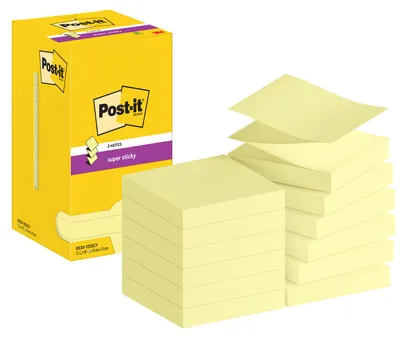 Produktbild von Post-it® Super Sticky Z-Notes Gelb Haftnotizen 76x76mm 12 Blöcke 90 Blatt