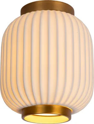 Produktbild von Deckenlampe Metall Porzellan D: 19.5 cm in Messing Weiß E27 rund Modern Deckenleuchte