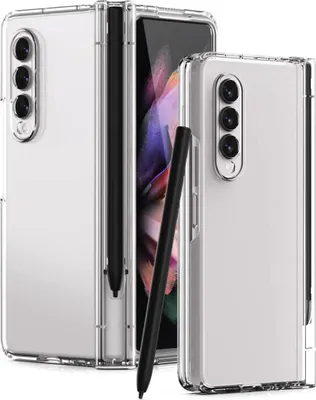 Immagine prodotto di Custodia per Galaxy Z Fold 3 5G, PC rigido con protezione della cerniera e portapenne, con protezione dello schermo Trasparente