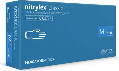 Produktbild von Nitrilhandschuhe Einweghandschuhe Farbe Blau MERCATOR Nitrylex, 100 Stück, Größe M