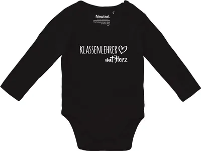 Produktbild von Huuraa Baby Body Klassenlehrer mit Herz 80 Black  Baumwolle Fairtrade Langarmbody Geschenkidee