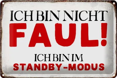 Produktbild von Blechschild Spruch 30x20cm bin nicht faul im standby Modus
