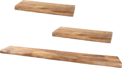 Produktbild von Wandregal aus reinem Mangoholz, 3er-Set (groß)