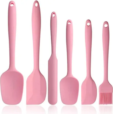 Produktbild von Silikon-Spatel-Set - Schwarz 6-teiliges Antihaft-Gummispatel mit Edelstahlkern - Hitzebeständiges Spatel-Küchenutensilien-Set zum Kochen, Backen und Mischen