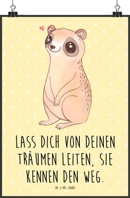 Produktbild von Mr. & Mrs. Panda Bild Plumplori Glücklich DIN A3 - Gelb Pastell - Geschenk, Plakat, Wandbild, Niedlich, wanddeko, Wanddekoration, Glück, Lustige Sprüche, drucke