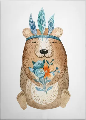 Produktbild von Leinwandbild Kinder 70 x 50 cm - Wandbild Braun Weiß - Keilrahmen Tiere Wohnzimmerdeko Wanddeko Wandgemälde