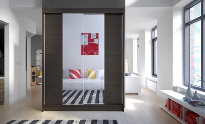 Produktbild von Kleiderschrank mit Spiegel CHANNA 2 – Breite 150 cm, schoko