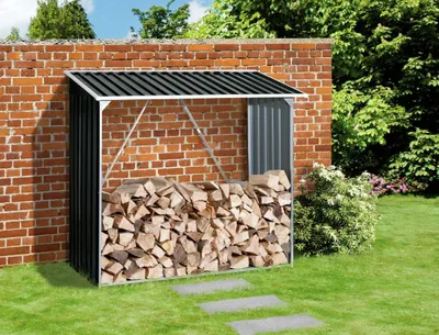 Produktbild von Duramax Metall Kaminholzregal mit Dach / Holzlager / Kaminholzunterstand Maße H. 162 x B. 182 x T. 74 cm