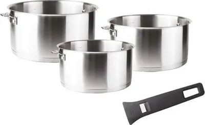 Immagine prodotto di Set di 3 pentole in acciaio inox 16 / 18 / 20 cm + manico Lacor 56610