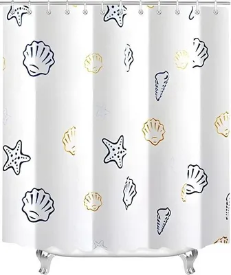Produktbild von Famanu Duschvorhang 240 x 200 cm - Seesternmuster, schimmelresistent, wasserabweisend, waschbar