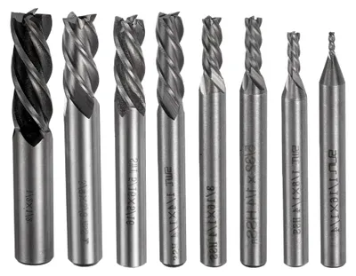 Produktbild von Hartmetall-Schaftfräser-Satz 4-Schneidig 1/4" 1/8" 3/8" 3/16" 1/2" 1/16" 5/32" 5/16" aus Schnellarbeitsstahl für Metallbearbeitung