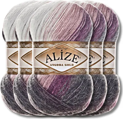 Produktbild von Alize 5x 100g Angora Gold Batik Wolle mit Farbverlauf, Häkeln, Stricken (1986)