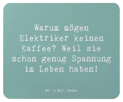 Produktbild von Mr. & Mrs. Panda Mousepad Spruch Elektriker Witz - Meeresbrise - Geschenk, Berufsalltag, mousematte, Beruf, Handwerker, Berufe, Mouse Pad, elektrische Anlagen, humorvoll