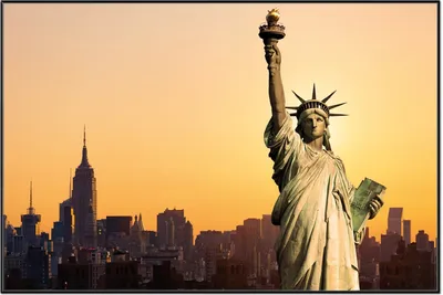 Produktbild von Wallario Wandbild Freiheitsstatue New York, Größe: 61 x 91,50 cm, Poster mit schwarzem Aluminiumrahmen