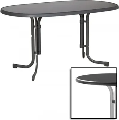 Produktbild von Sieger 252/A  Klapptisch Gartentisch 90x140 graphit klappbar, Dekorplatte oval