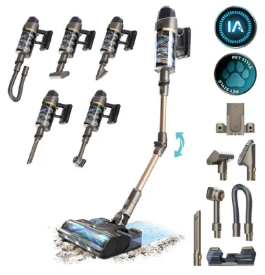 Obrázek produktu pro Cecotec Conga Rockstar RX90 AI AquaPet Flex, Tyčový vysavač 2 v 1, Bezsáčkové, Černá, Modrá, Zlato, 0,5 l, Suchý, Cyklónový