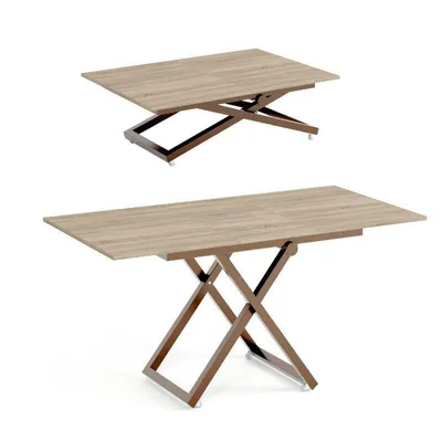 Produktbild von ARIA Couchtisch mit Lift-Top und Ausziehfunktion 120x75/160cm – Couchtisch mit Höhenverstellung – Wohnzimmertisch im Loft-Stil - Eiche Sonoma/Braun