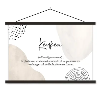 Produktbild von MuchoWow® Textilposter küche - vater - sprichwörter - küchen-definition - zitate - Wörterbuch 150x100 cm mit schwarzem Rahmen - Schlafzimmer