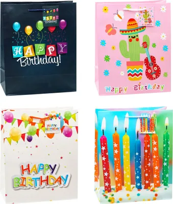 Produktbild von TSI 12er Set Geschenktüten groß 32x26x13,5 cm Geburtstag HAPPY BIRTHDAY Serie 1
