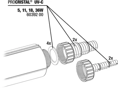 Immagine prodotto di Ricambio JBL PC Set di raccordi per tubi UV-C (4 pezzi + guarnizione)