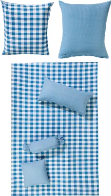 Produktbild von Erwin Müller Wendebettwäsche blau-weiß 1x 135x200 cm + 1x 40x80 cm