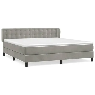 Produktbild von vidaXL Boxspringbett mit Matratze Hellgrau 160x200 cm Samt