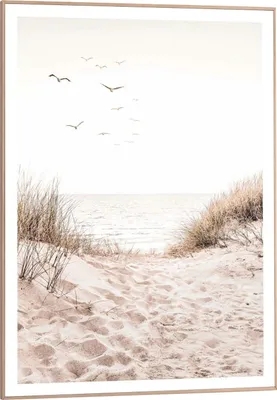 Produktbild von Wandbild - Braun - Weiß - 50 x 70 cm - Dünen Strand mit Fußspuren